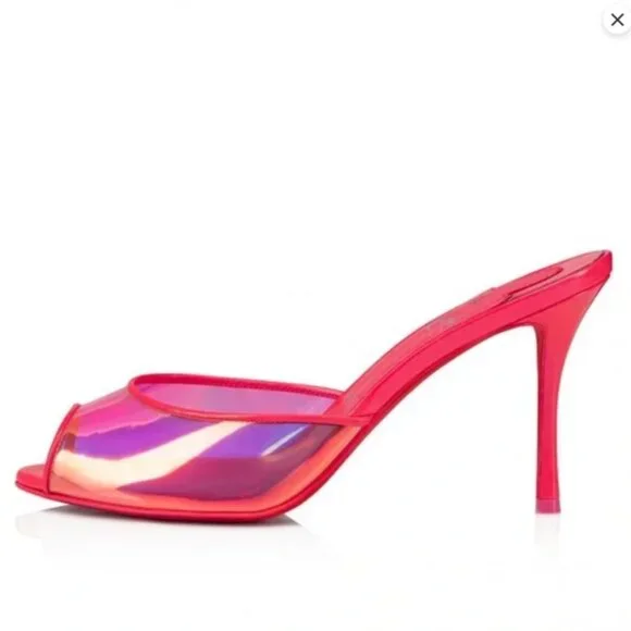 CHRISTIAN LOUBOUTIN Me Dolly 85 Patent-leather Trimmed Iridescent TPU Mules - Picture 2 of 8